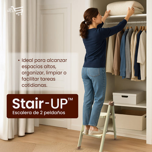 Escalera plegable de 2 peldaños – metálica antideslizante