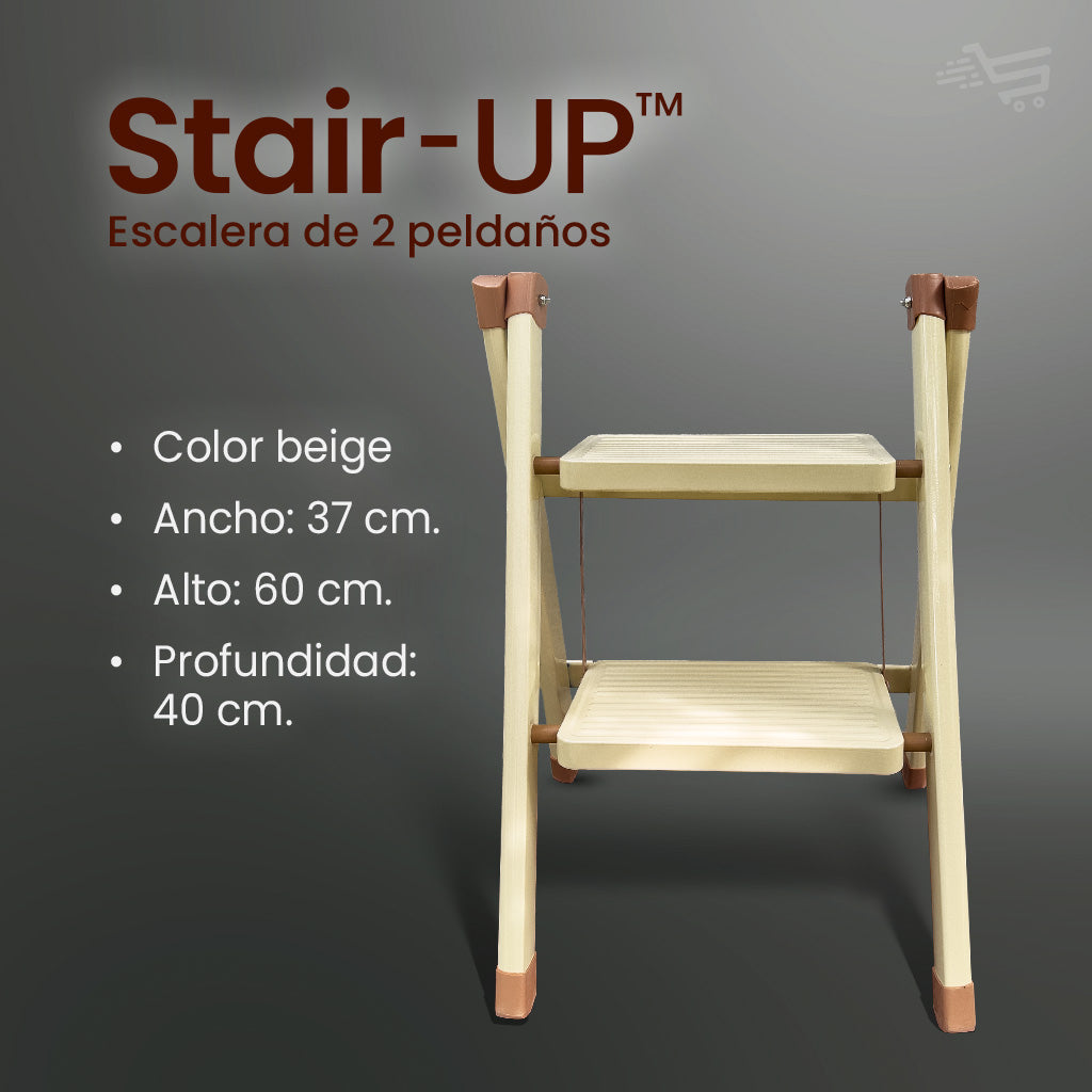 Escalera plegable de 2 peldaños – metálica antideslizante