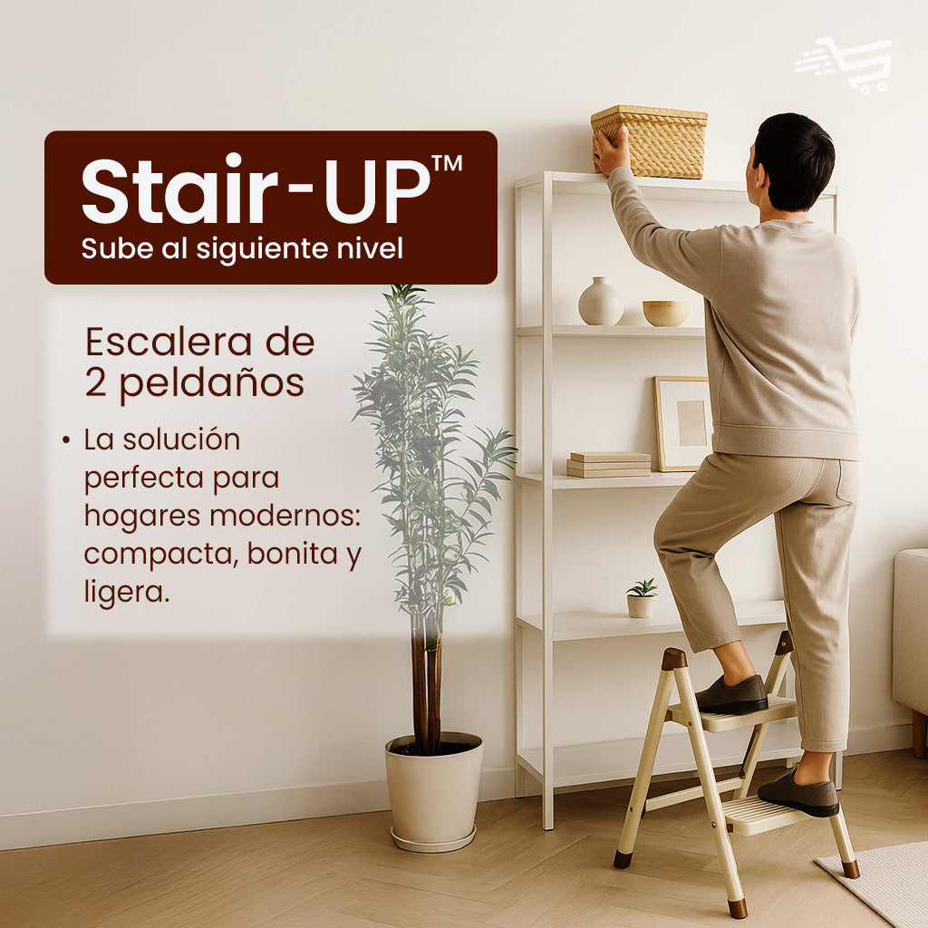 Escalera plegable de 2 peldaños – metálica antideslizante